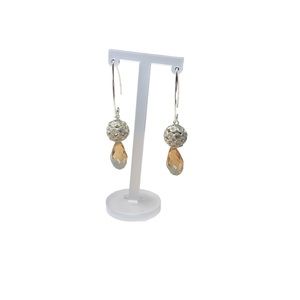 Champagne Crystal Teardrop Sterling Silver Dangle Earring